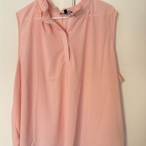 Premise Woman Blush Pink Pleated Neck Blouse - 3X